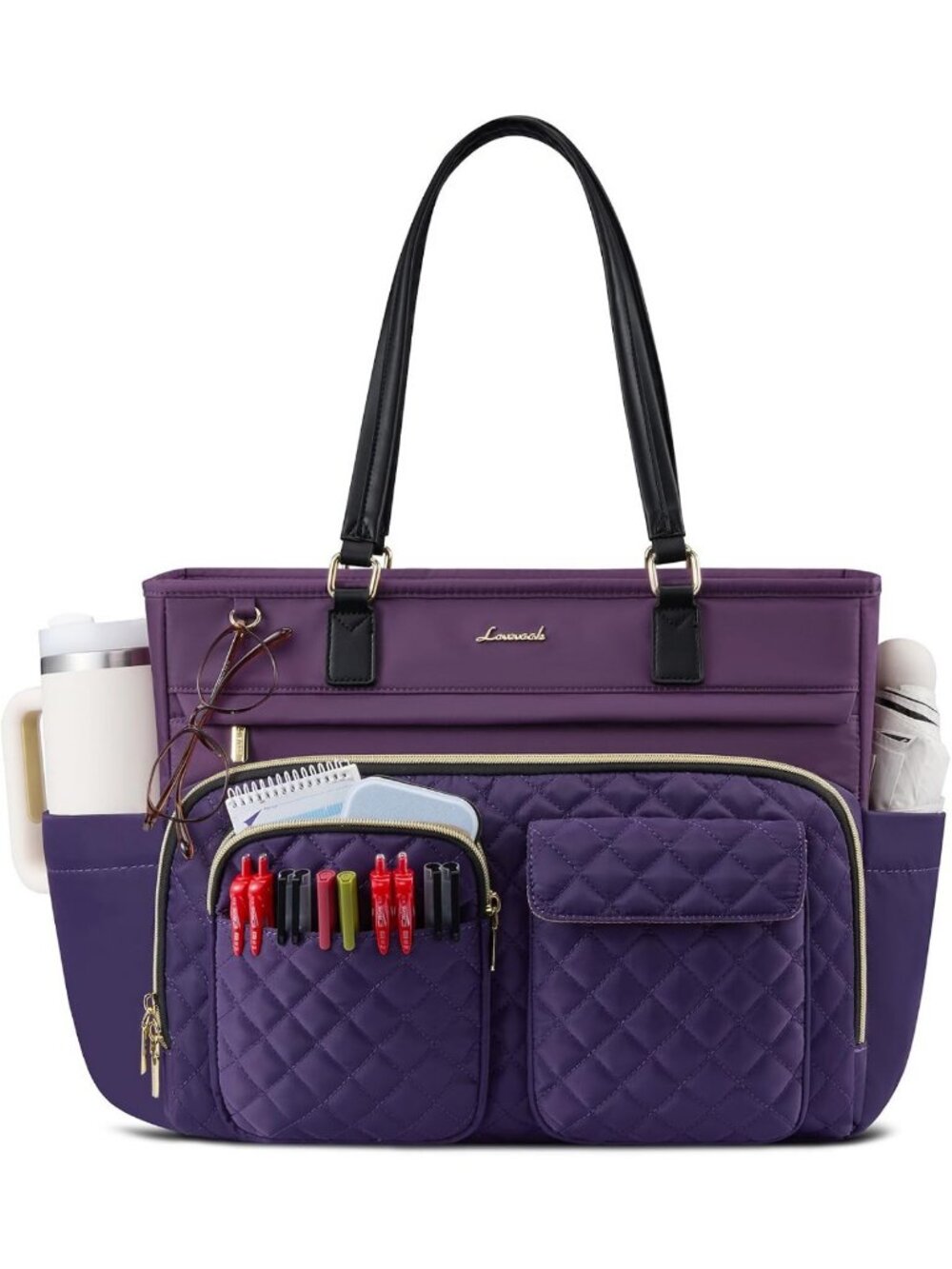 Stylish Large Capacity Tote Bag for Women, Multi Pocket Nurse & Teacher Bag